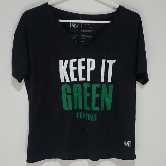 TENTREE medium black short sleeve v neck short - Picture 1 of 7